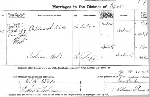 Kate and Rbt marriage 1894