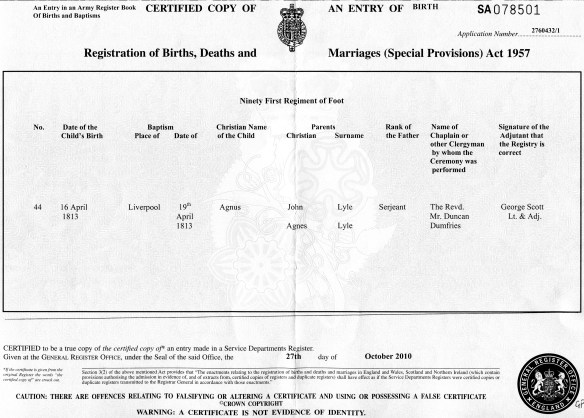 Agnus Lyle's BC 1813